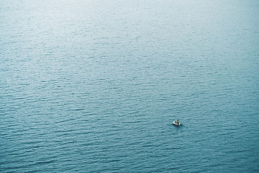 person in boat sailing at daytime, boat on ocean water, Into the deep HD wallpaper