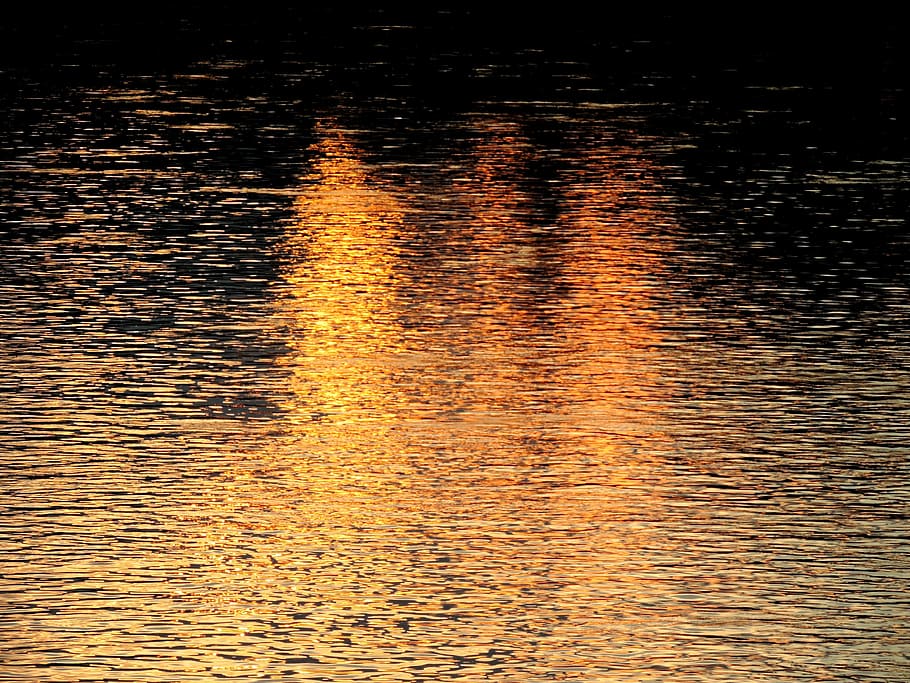 water, mirroring, light, sunset, viewing, surface, waterfront HD wallpaper