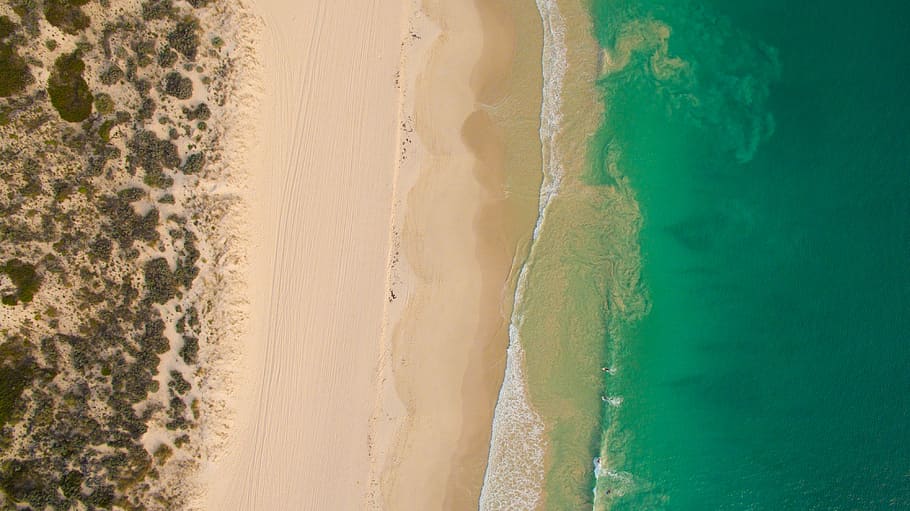 aerial view of seashore, top view of beach during daytime, shoreline HD wallpaper