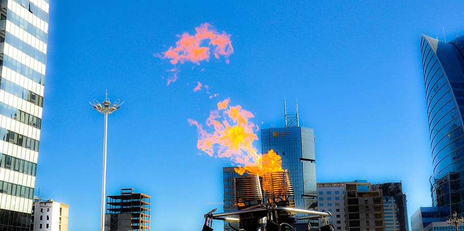 hot air, fire, burn, balloon, adventure, sky, blue, wind, ballooning HD wallpaper