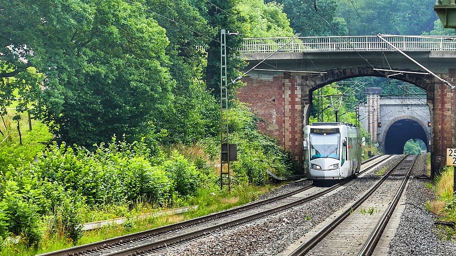 railway line, train, rail transportation, track, railroad track HD wallpaper