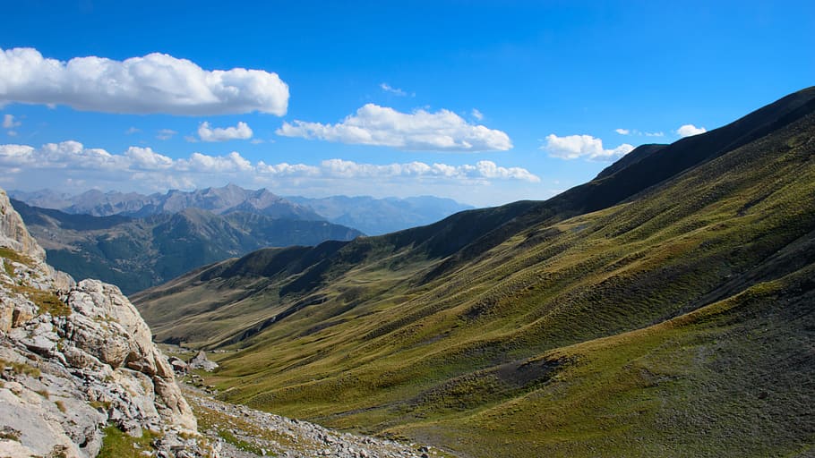 mountain, landscape, green, sky, nature, cloud, view, summer HD wallpaper