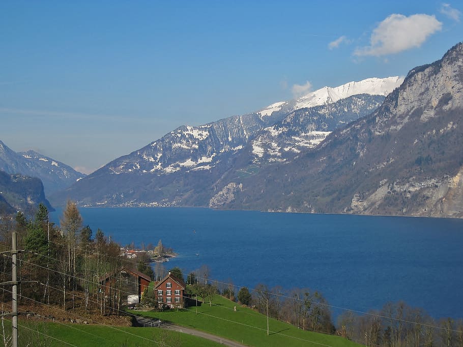 mountains, switzerland, lake walen, fourths, scenics - nature, HD wallpaper