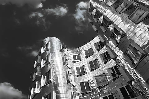 grayscale architectural photography of building, architecture HD wallpaper