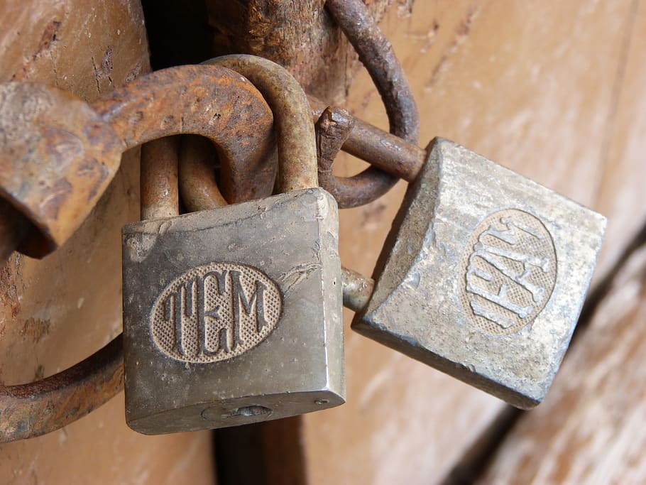 rusty, old, padlock, iron, close, closed, ensure, make sure HD wallpaper