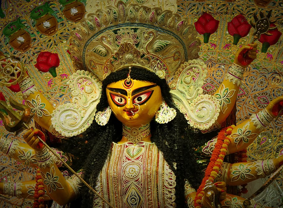 Hindu Deity painting, festival, goddess, worship, religion, idol, HD wallpaper