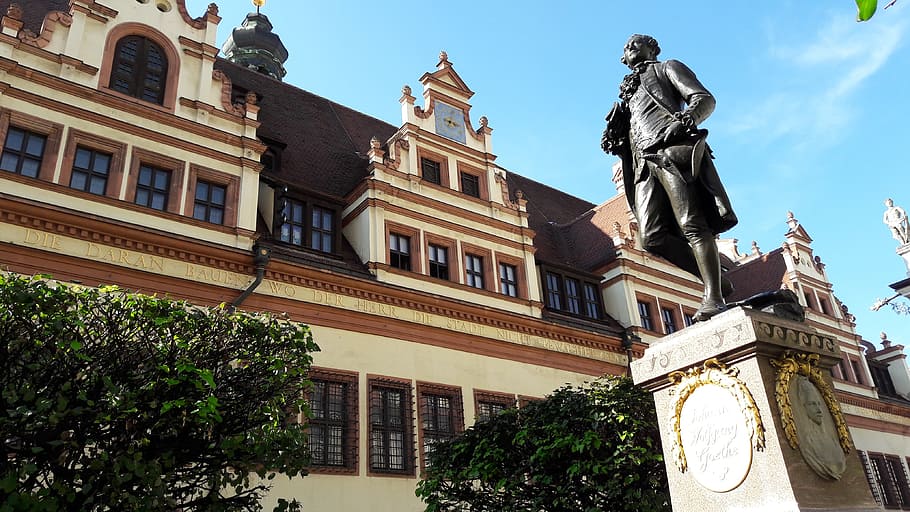 leipzig, goethe, monument, statue, goethe monument, architecture HD wallpaper