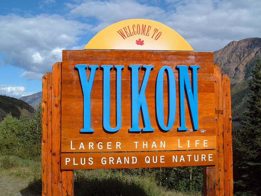 Welcoming Sign of the Yukon Territory, Canada, photos, public domain
