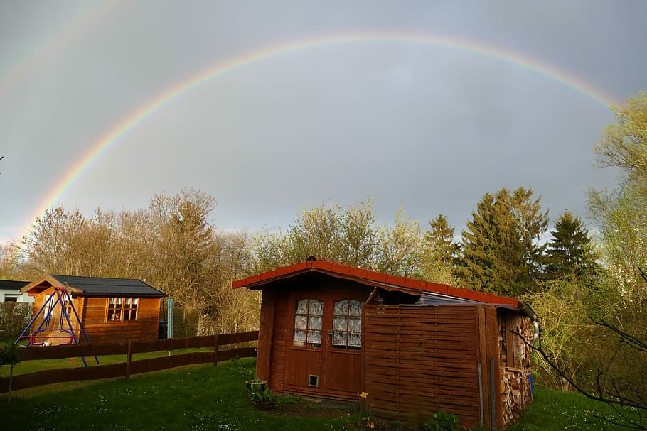 Rainbow, Huy, Nature, Easter, Wieck, easter wieck, gazebo, double rainbow HD wallpaper