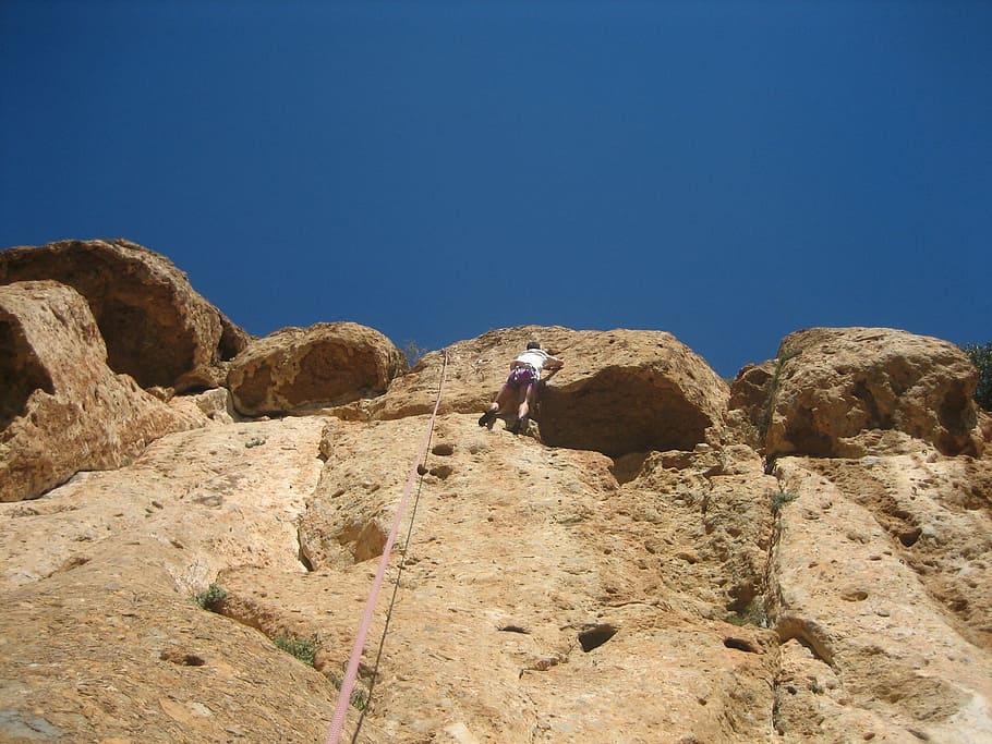 Escalation, Rock, Sport, rock - object, animal, day, desert HD wallpaper