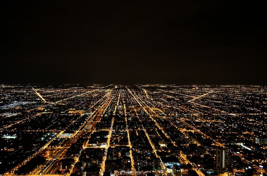 city, streets, lights, night, dark, sprawling, illuminated, architecture HD wallpaper