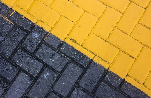 black and yellow bricks, concrete pavement raod, road, sidewalk HD wallpaper