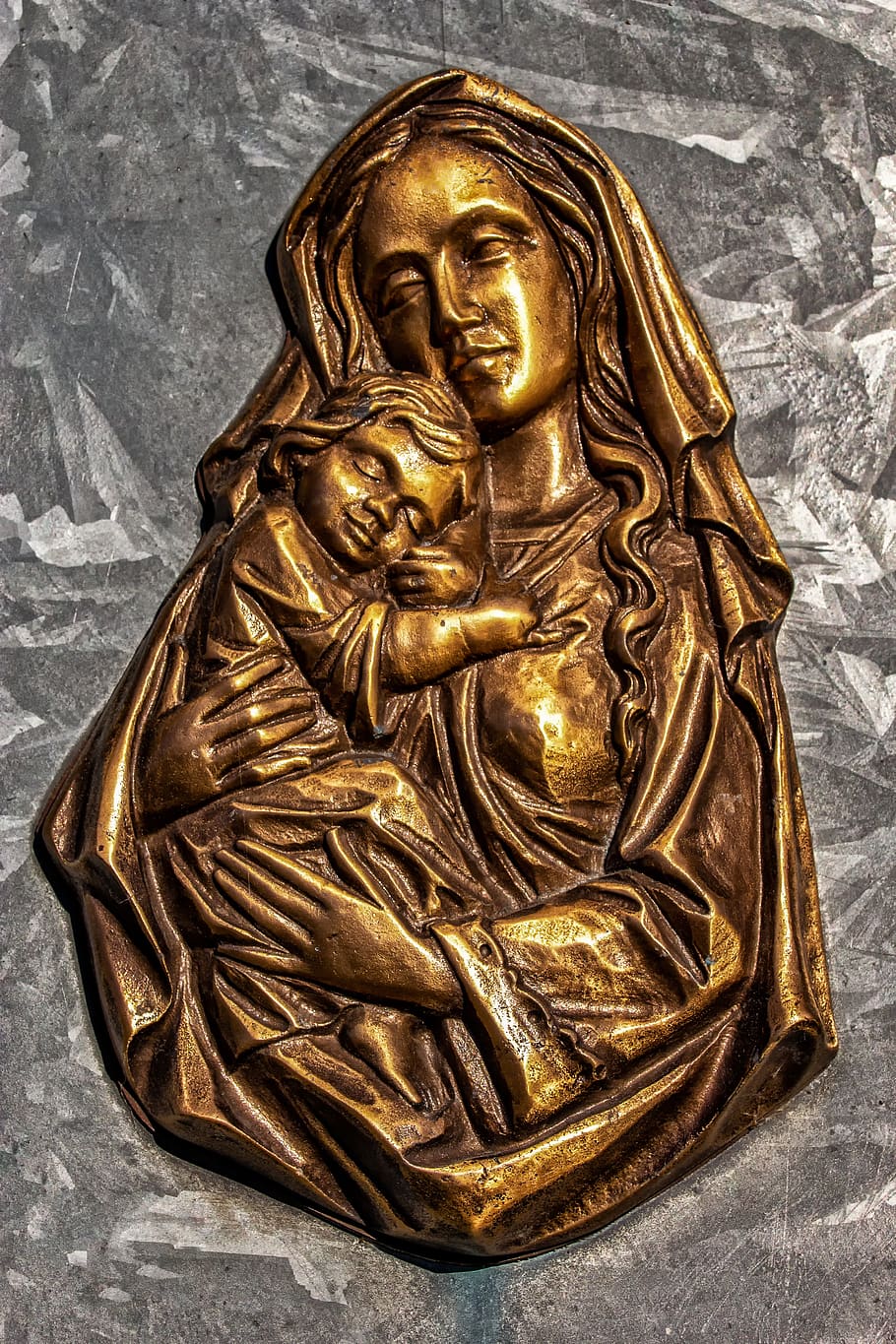 mother of god, maria, child, madonna, christianity, statue, HD wallpaper