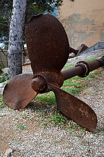 propeller, stainless, screw, iron, metal, old, rusted, rusty HD wallpaper