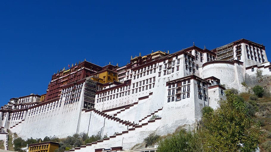 architecture, travel, sky, old, tourism, potala palace, lhasa