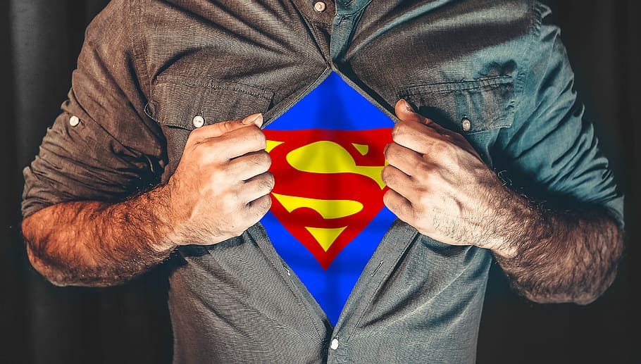 man opening his shirt showing a superman symbol on his inner shirt, HD wallpaper