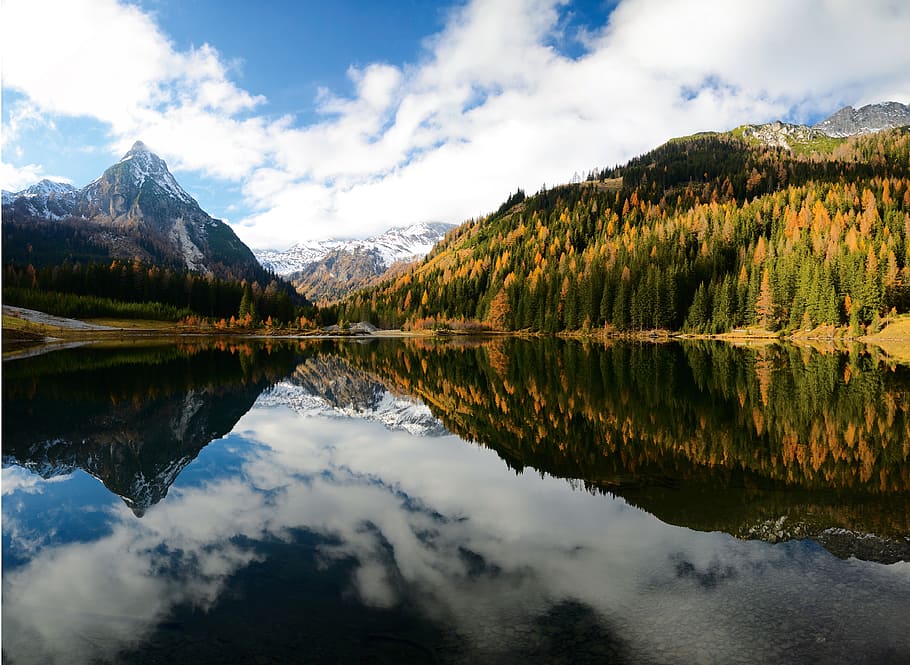 bergsee, alpine, austria, mountains, water, alpine lake, idyllic HD wallpaper