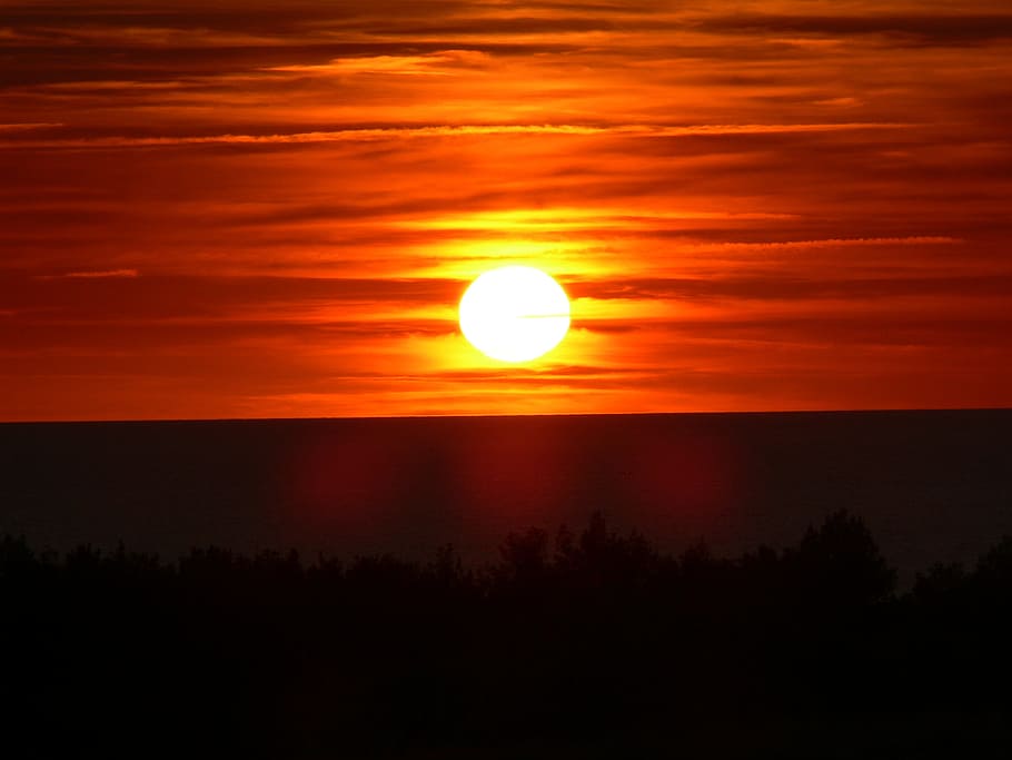 Sunset, Clouds, Nature, Summer, sky, orange color, scenics HD wallpaper
