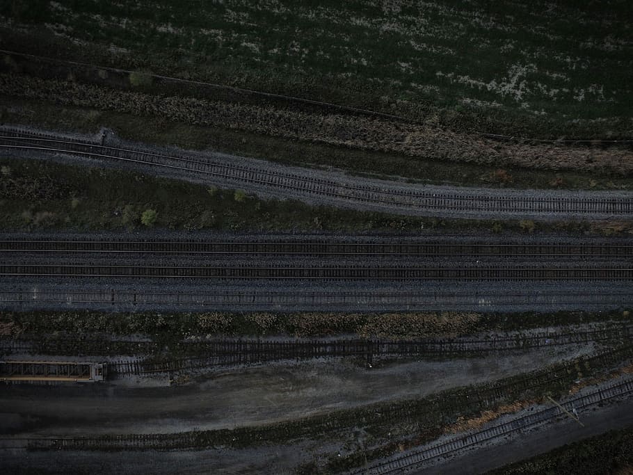 rail train top view, railroad Track, industry, transportation HD wallpaper