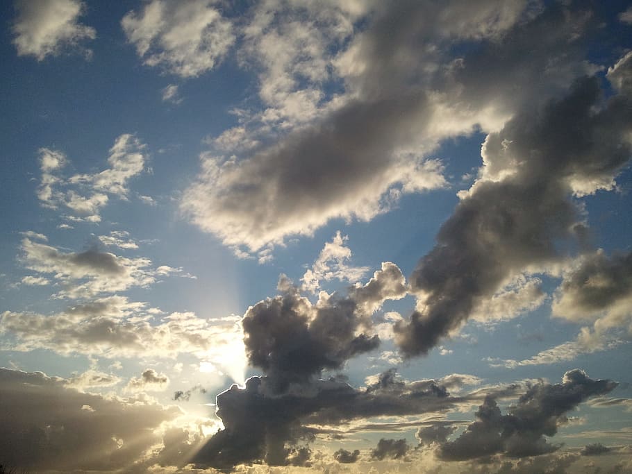 clouds, sun, sunset, rays, sky, cloud - sky, beauty in nature HD wallpaper