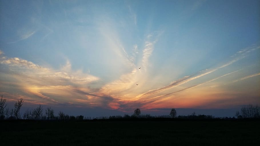 sunset glow, landscape, sky, cloud - sky, scenics - nature HD wallpaper