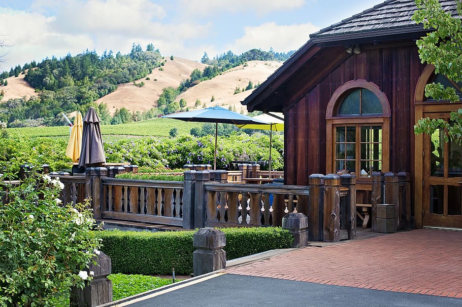 house with balcony photograph, vineyard, winery, countryside HD wallpaper