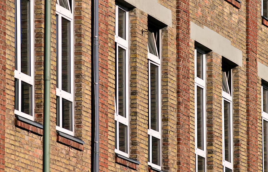 window, facade, old, brick, factory building, old facade, industry HD wallpaper