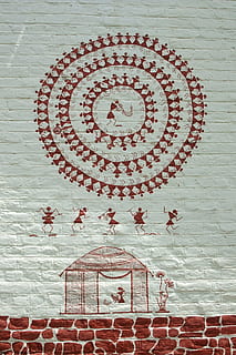 Warli, Drawing, Pune, Wall, Etno, Motif, architecture, wall - Building Feature HD wallpaper