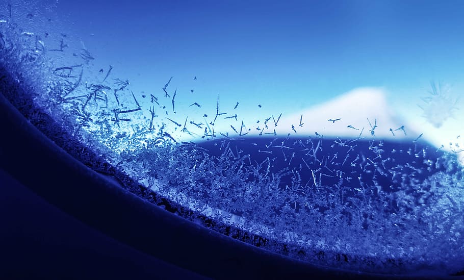 selective focus photography of frosted aircraft window, flake HD wallpaper