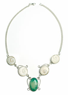 silver-colored green cabochon stone encrusted pendant necklace HD wallpaper