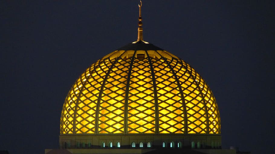 mosque, oman, night, dome, no people, architecture, building exterior HD wallpaper