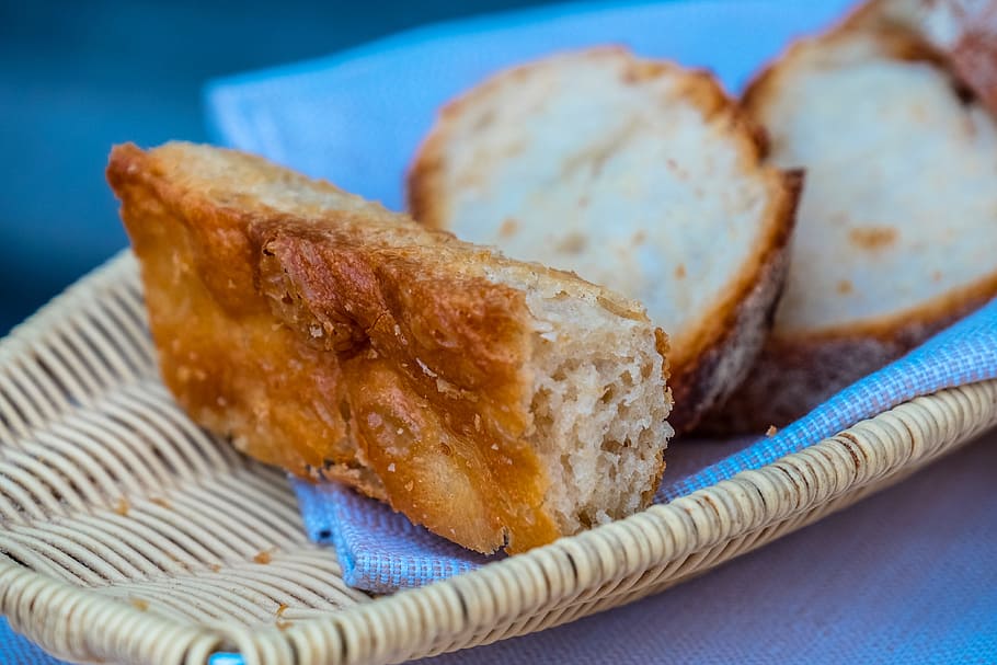 bread, food, baked, food and drink, close-up, blue, no people HD wallpaper