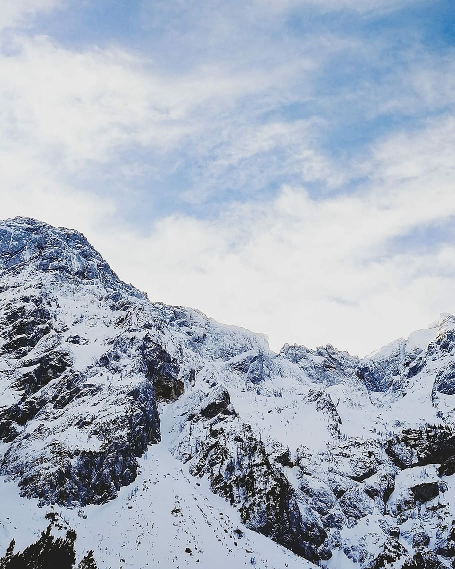 Slovenian mountains, snowy mountain during cloudy day, sky, clouds HD wallpaper