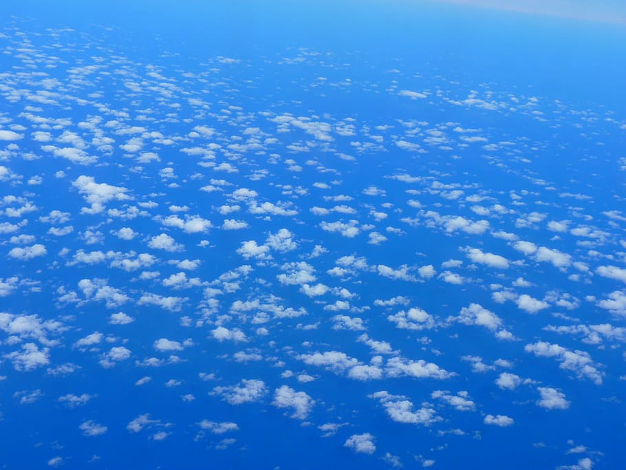 aerial photography of white clouds, sky, space, blue, flight HD wallpaper