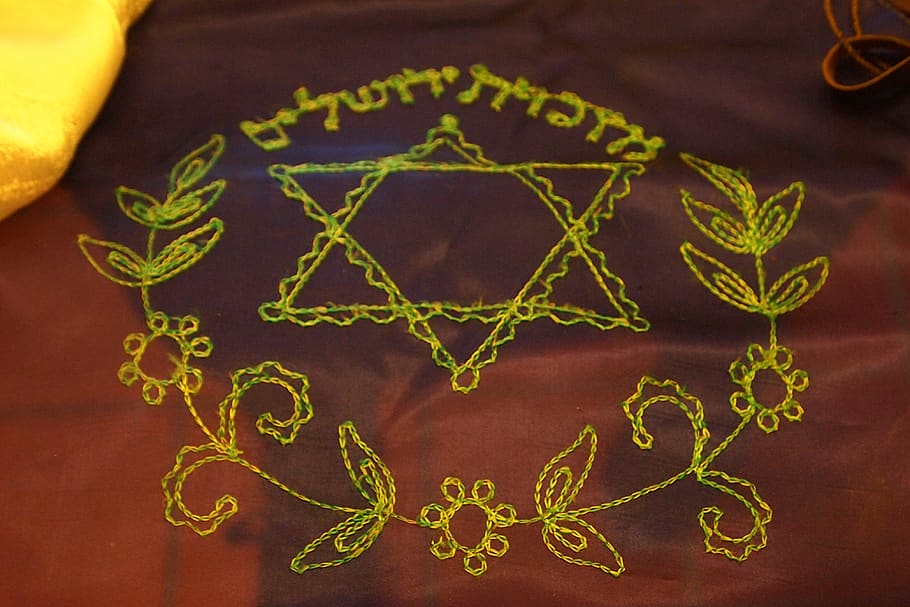 judaism, hebrew, star of david, embroider, flowers, food and drink