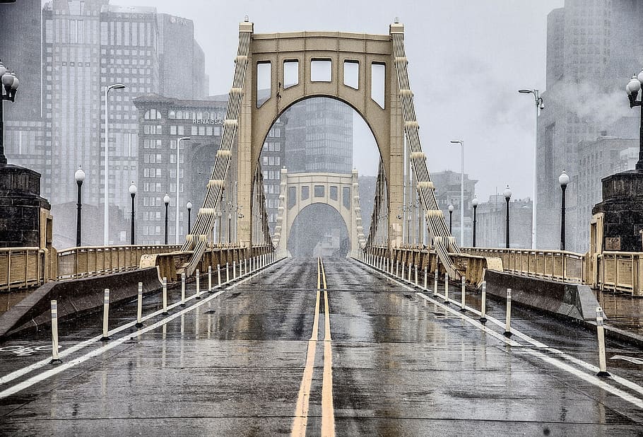 bridge, architecture, building, structure, infrastructure, rain HD wallpaper