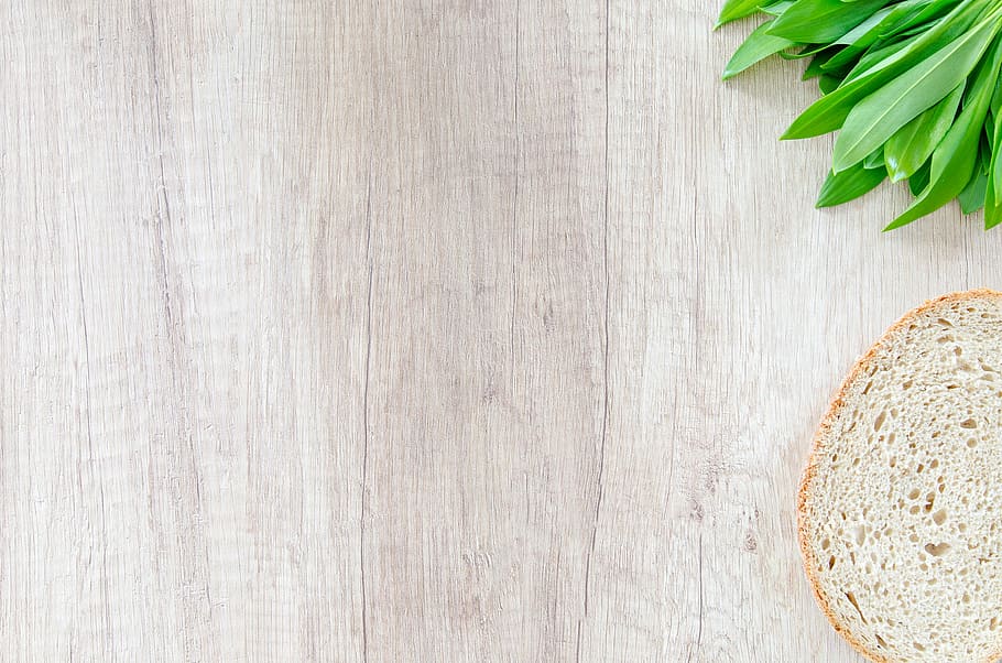 flat lay photography of sliced bread near green leaf, lifestyle HD wallpaper