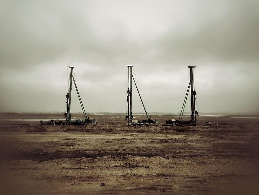 industry, construction site, gray, cloud, sha, rain, sky, cloud - sky HD wallpaper