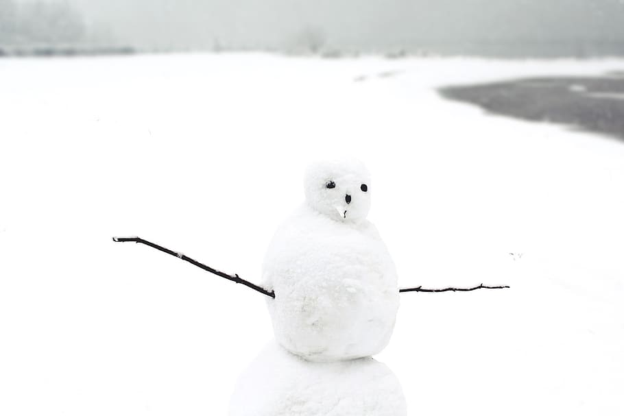 snow man, winter, wintry, white, cold, funny, winter dream HD wallpaper