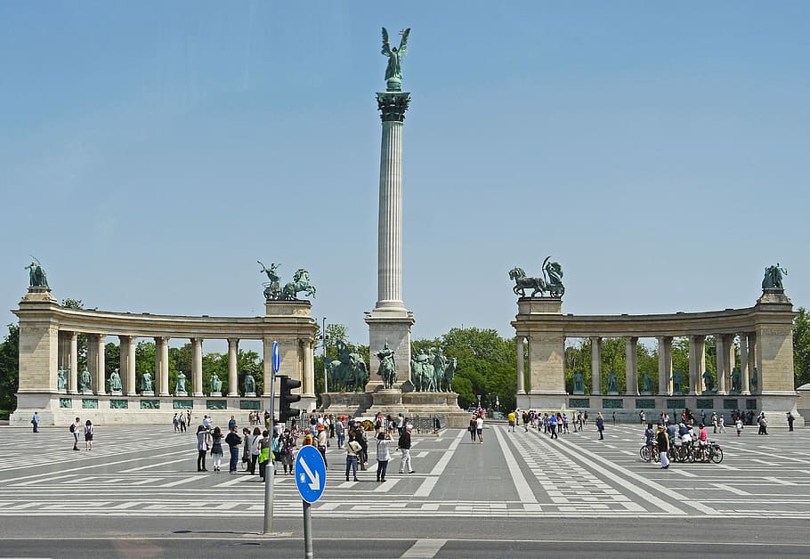 Budapest, Heldenplatz, Millenium, Column, millenium column HD wallpaper