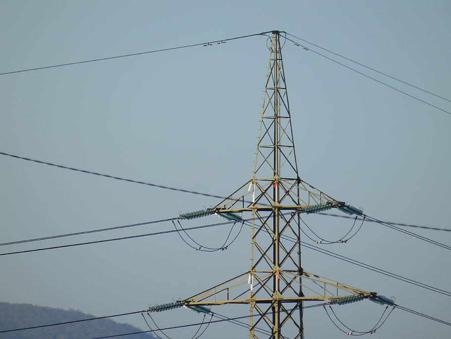 high voltage, pylon, wire, current, aerial, cable, electricity HD wallpaper