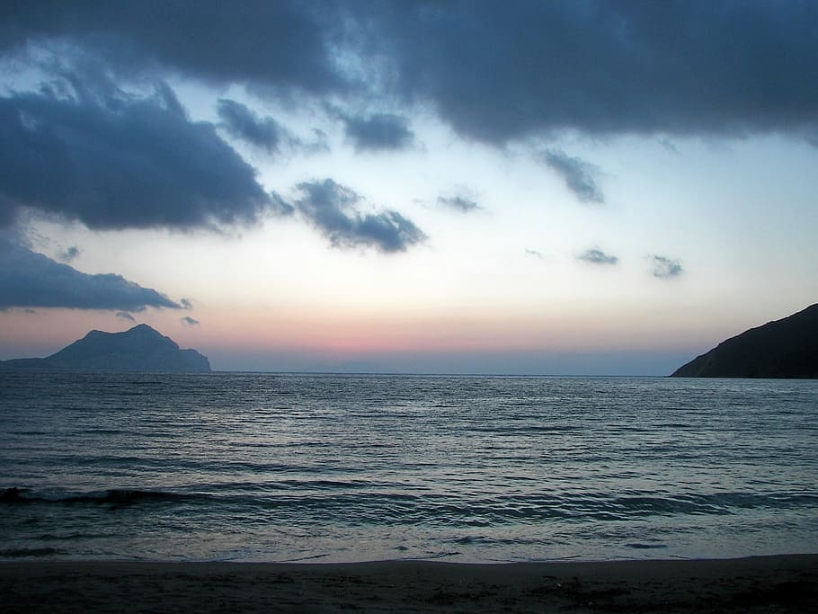 Sunset, Amorgos, Cyclades, egiali, greece, hellas, atmospheric, HD wallpaper