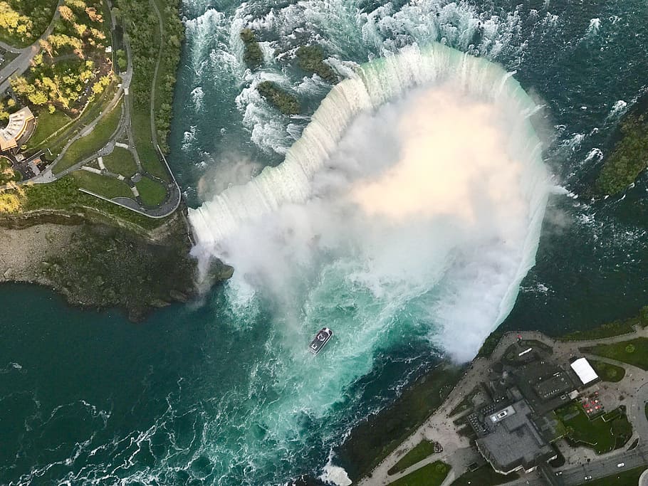 aerial photo of body of water, aerial photo of Naigara falls HD wallpaper