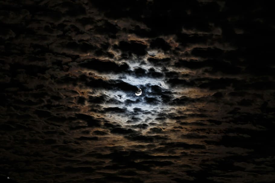 photo of moon with clouds, untitled, sky, night, dark, cloud - sky HD wallpaper