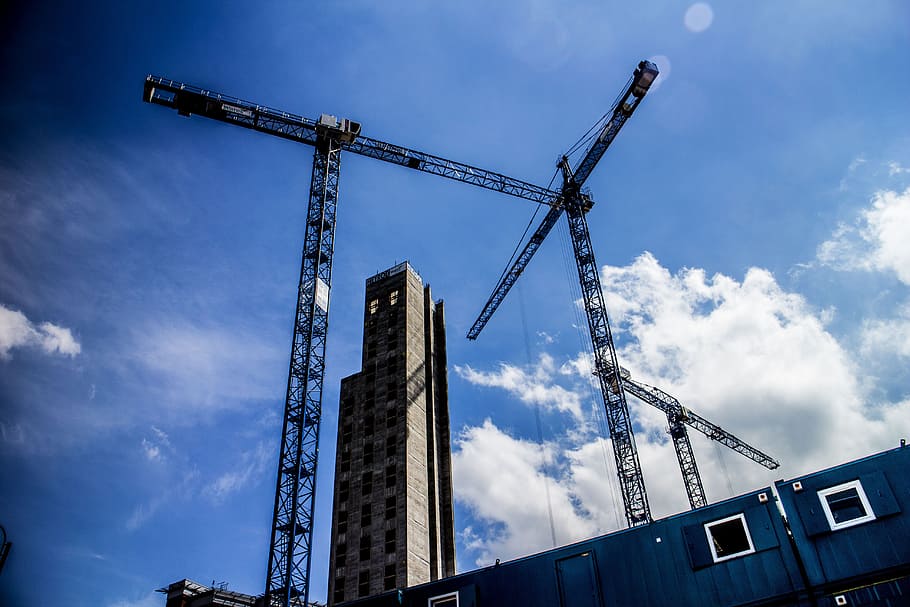 building, construction, crane, building construction, site HD wallpaper