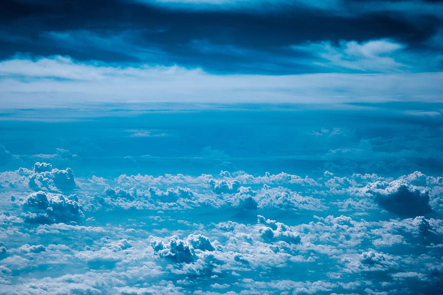 top view of gray clouds, sky, blue, cloud - sky, beauty in nature HD wallpaper
