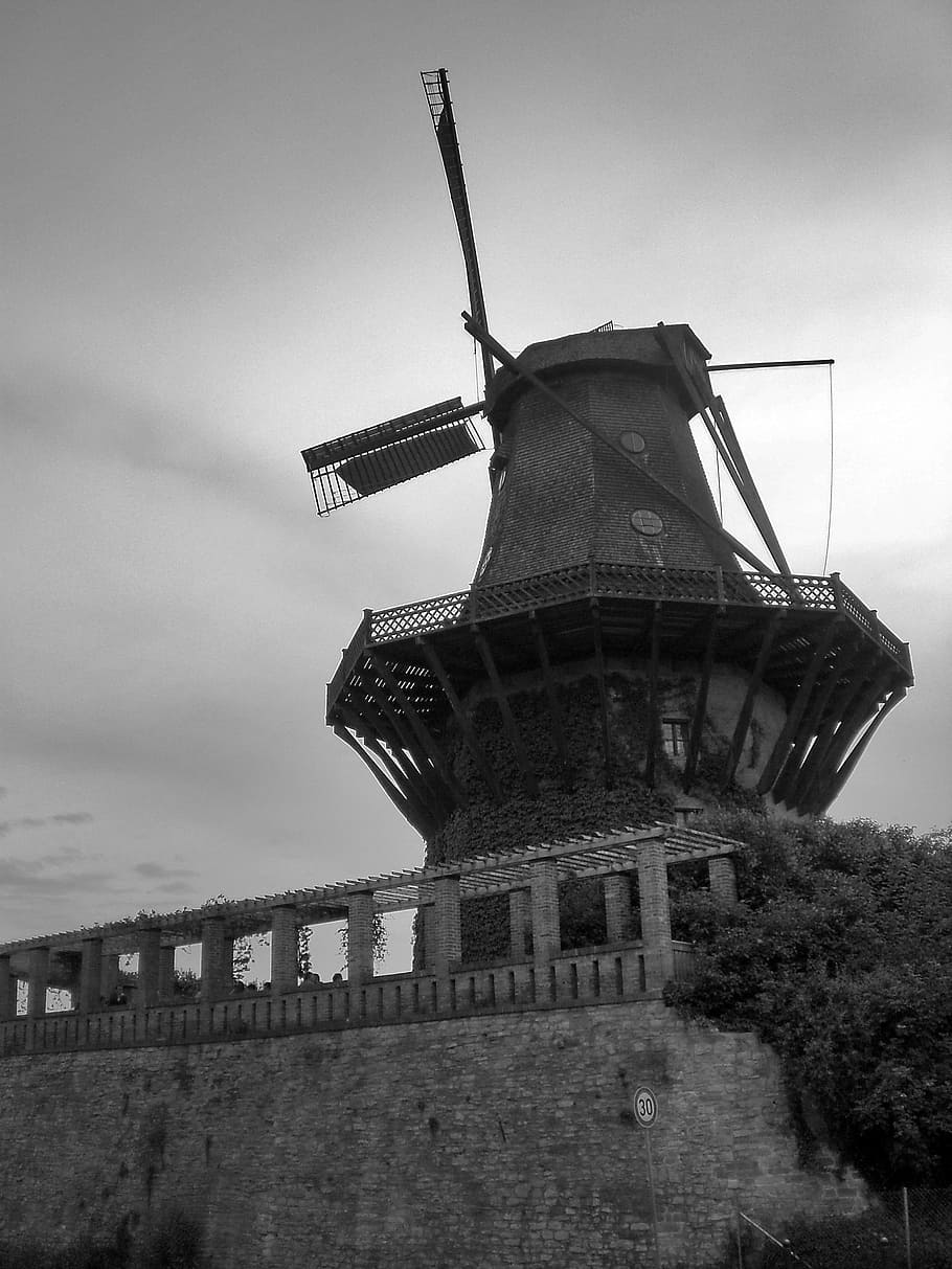 Mill, Backlight, White, Nero, tranquility, atmosphere, peace HD wallpaper