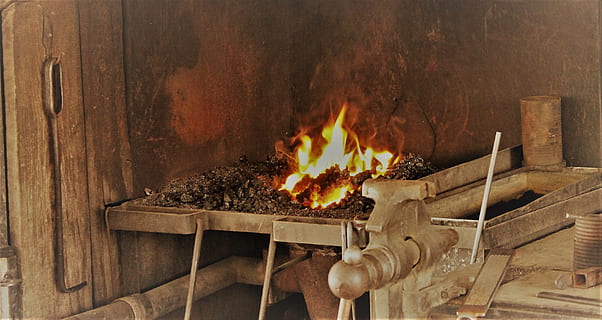 Metal, Iron Forge, metal forge, blacksmith forge, workshop HD wallpaper