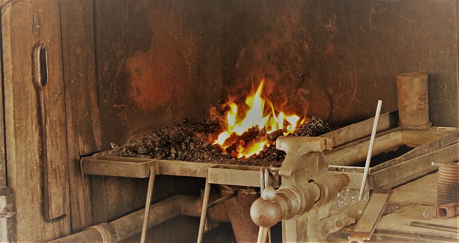 Metal, Iron Forge, metal forge, blacksmith forge, workshop HD wallpaper