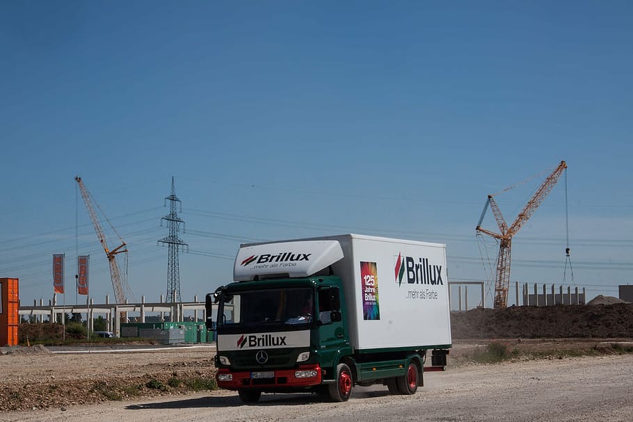 site, industrial area, development, cranes, baukran, build HD wallpaper
